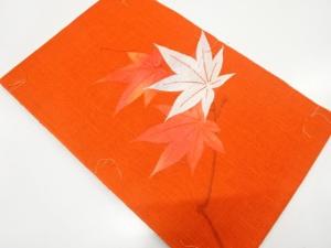 未使用品　紗　紅葉模様織り出し　名古屋帯
